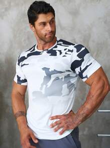 Manfinity Sport Corelite 男士迷彩印花運動T恤 - 彩色 - 查看 4