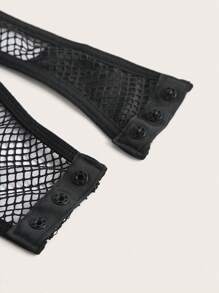 ROMWE Goth 镂空环链泰迪紧身衣 渔网紧身衣 内衣 - 黑色 - 查看 3