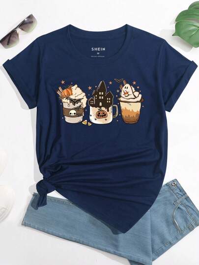 SHEIN LUNE 卡通圖案T恤