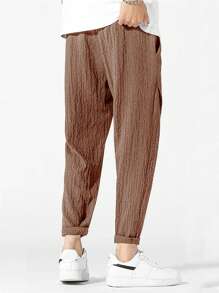 Manfinity Hypemode Herren Loose Fit Hose in Unifarbe mit schräger Tasche, Herbst - Kaffeebraun - Übersicht 2