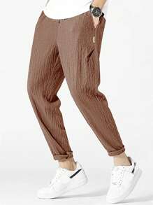 Manfinity Hypemode Herren Loose Fit Hose in Unifarbe mit schräger Tasche, Herbst - Kaffeebraun - Übersicht 3