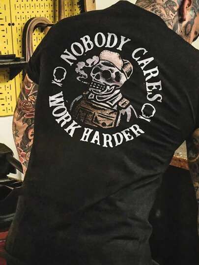 2025 Men's Summer Skull Print Short Sleeve T-Shirt, For Halloween