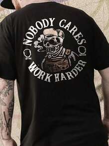 Dope | Men's Skull Print Short Sleeve T-Shirt, Summer - Black - View 3