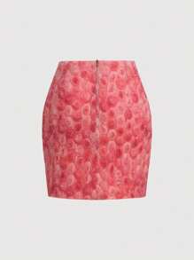 SHEIN MOD 花卉圖案提花包臀半身裙 - 彩色 - 查看 2