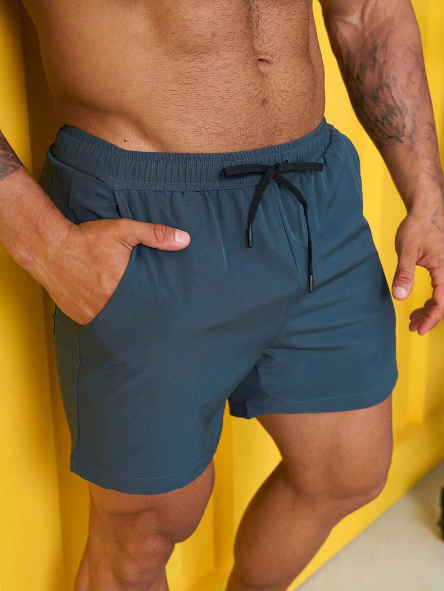 Manfinity Sport Corelite Men Drawstring Waist Slant Pocket Sports Shorts - Teal Blue - View 1