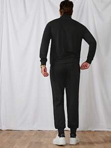 Manfinity Homme Men Half Zip Sweatshirt & Sweatpants - Black - View 2