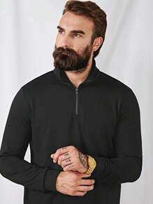 Manfinity Homme Men Half Zip Sweatshirt & Sweatpants - Black - View 6