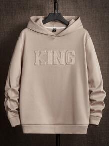 Manfinity VCAY 男士字母圖案保暖連帽衫 - 杏色 - 查看 1