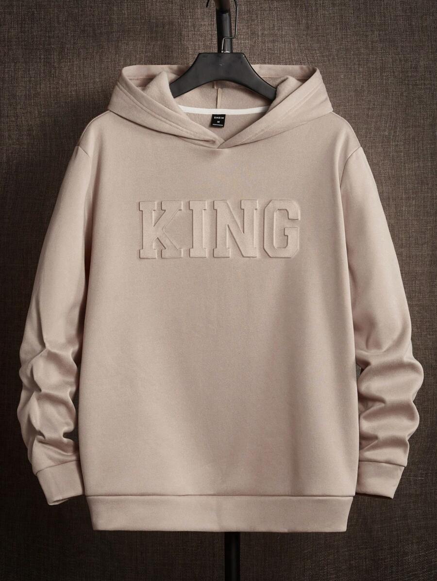 Manfinity VCAY 男士字母圖案保暖連帽衫 - 杏色 - 查看 1