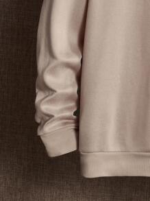 Manfinity VCAY 男士字母圖案保暖連帽衫 - 杏色 - 查看 3