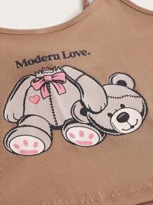 Alterfanart Cartoon Graphic Cami Top - Brown - View 4