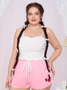 ROMWE Kawaii Plus Lettuce Trim Cami Top - White - View 2