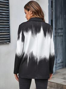 SHEIN LUNE 撞色西裝領雙排釦西裝外套 - 黑與白 - 查看 2