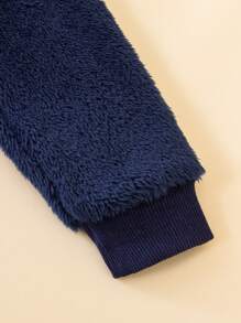 SHEIN Young Boys' Patchwork Plush Spring And Autumn Long Sleeve Zipper Hooded Jacket - Multicolor - View 5