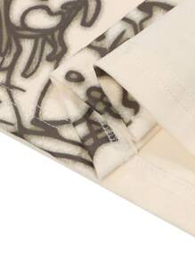 男士卡通和標語圖案落肩T恤 - 米色 - 查看 3