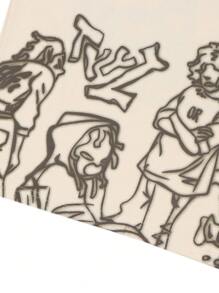 男士卡通和標語圖案落肩T恤 - 米色 - 查看 4