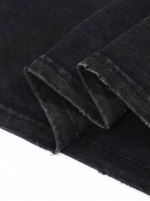 男士印花落肩T恤，透气 - 黑色 - 查看 4