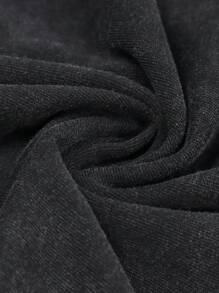 男士印花落肩T恤，透气 - 黑色 - 查看 5