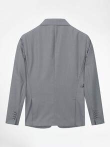 CLOUDSTYLE Hombres talla grande Blazer unicolor con botón - Gris Claro - Ver 6