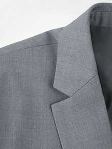 CLOUDSTYLE Hombres talla grande Blazer unicolor con botón - Gris Claro - Ver 8
