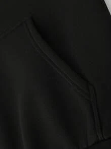 Hemo, Men's Floral Print Drop Shoulder Long Sleeve Casual Loose Hoodie Sweatshirt - Black - View 3