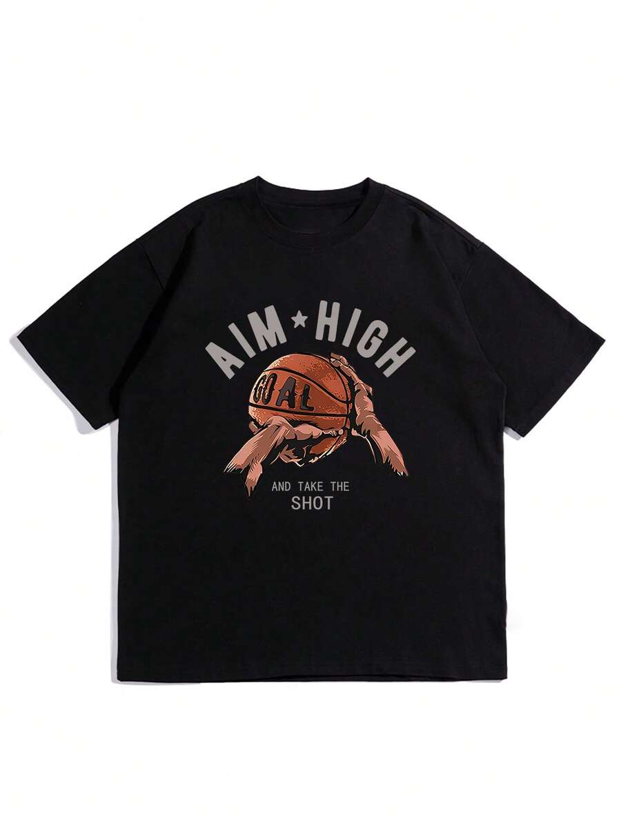 Men Letter Graphic Tee - Black - View 1