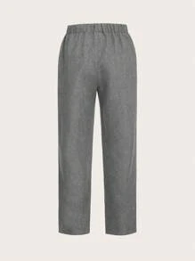 SHEIN Tween Boy Contrast Panel Bow Front Blazer & Suit Pants Set - Grey - View 4