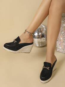 Women's Platform & Thick Soles Mules With Closed Toe - Black - View 1