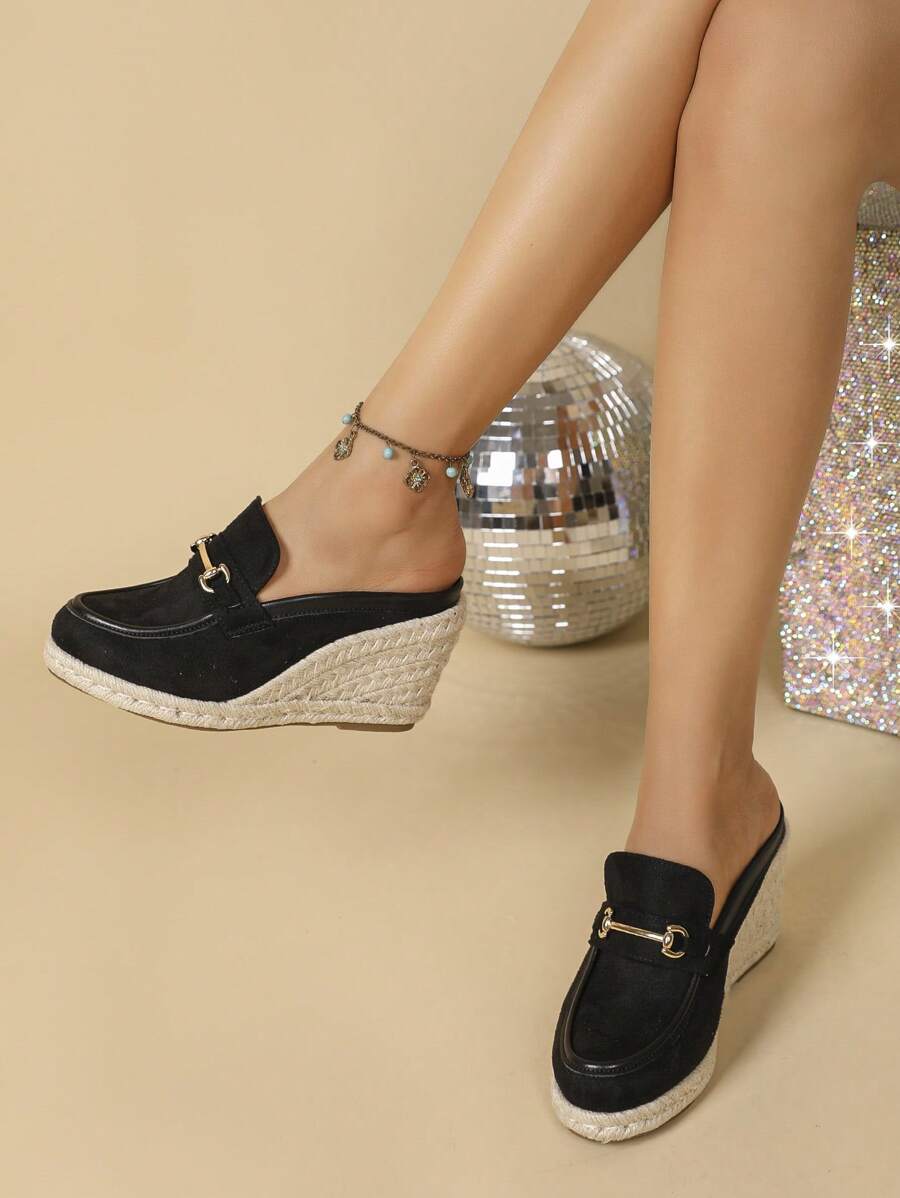 Women's Platform & Thick Soles Mules With Closed Toe - Black - View 1