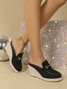 Women's Platform & Thick Soles Mules With Closed Toe - Black - View 2