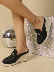 Women's Platform & Thick Soles Mules With Closed Toe - Black - View 4