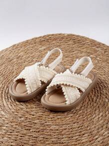 舒服的,柔軟的和時尚多用途女孩露跟涼鞋 - 米色 - 查看 1