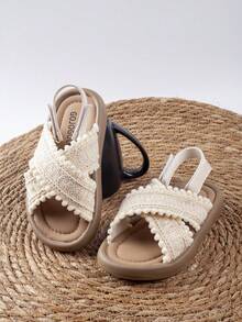 舒服的,柔軟的和時尚多用途女孩露跟涼鞋 - 米色 - 查看 5