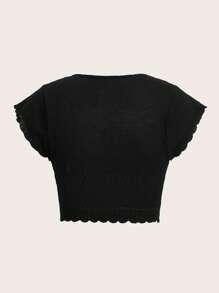 ROMWE Goth Lace Up Front Knit Top - Black - View 2