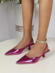 New Arrival Hot Pink Pointed Toe Glamorous High Heel Pumps - Hot Pink - View 2