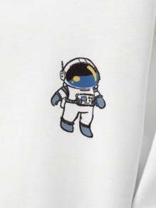 SHEIN 男大童連帽套頭衫運動衫帶後印花,鬆動和舒服