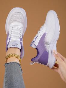 新款女性舒服的透氣運動跑步鞋 - 紫色 - 查看 3