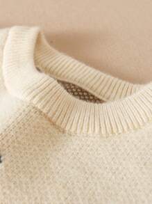 Young Girl Pumpkin Pattern Sweater - Beige - View 5