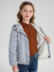 SOLOCOTE Young Girl Ditsy Floral Print Zip Up Jacket - Multicolor - View 3