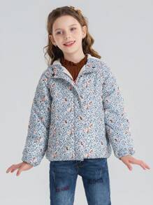 SOLOCOTE Young Girl Ditsy Floral Print Zip Up Jacket - Multicolor - View 4