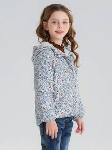 SOLOCOTE Young Girl Ditsy Floral Print Zip Up Jacket - Multicolor - View 8