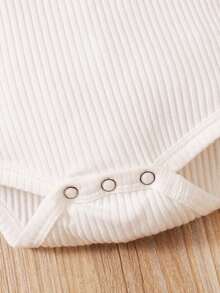 Baby Girl Ruffle Trim Bodysuit & Leopard Print Overall Dress & Headband - Multicolor - View 5