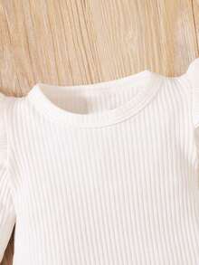 Baby Girl Ruffle Trim Bodysuit & Leopard Print Overall Dress & Headband - Multicolor - View 7