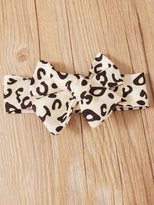 Baby Girl Ruffle Trim Bodysuit & Leopard Print Overall Dress & Headband - Multicolor - View 8