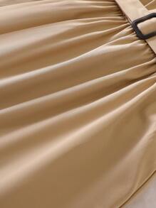 SHEIN Young Girl Summer Khaki Sleeveless Belted Trench Dress - Khaki - View 4