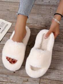 女性平底家居拖鞋,冬天室內濃烈香調毛茸茸拖鞋,可戶外