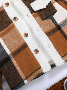 SHEIN Baby Boy College Style Plaid Patchwork Thermal Lined Jacket - Multicolor - View 4