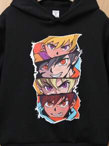 SHEIN 青少年男孩图案保暖内衬卫衣 - 黑色 - 查看 3