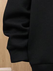 SHEIN 青少年男孩图案保暖内衬卫衣 - 黑色 - 查看 8