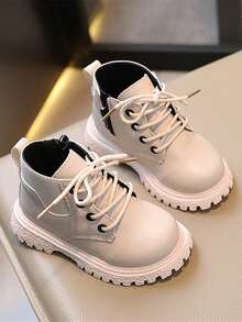 Mặt trước thắt dây Giày ống Tây Combat 
   Trẻ em Giày bốt ngắn - Màu be - Xem 1